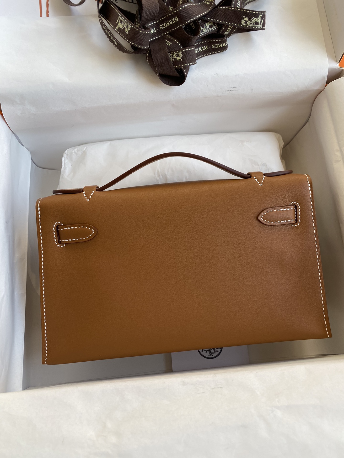 Hermes Mini Kelly Pochette 22cm Bag In Brown Swift Leather